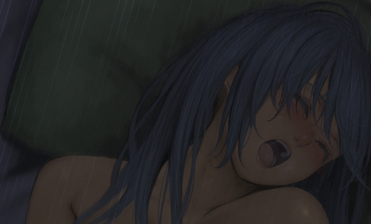 izawa (bhive003), aqua (konosuba), kono subarashii sekai ni shukufuku wo!, cropped, paid reward available, 1girl, blue hair, blush, closed eyes, implied sex, long hair, open mouth, pillow, portrait, shiny skin, solo, teeth, tongue