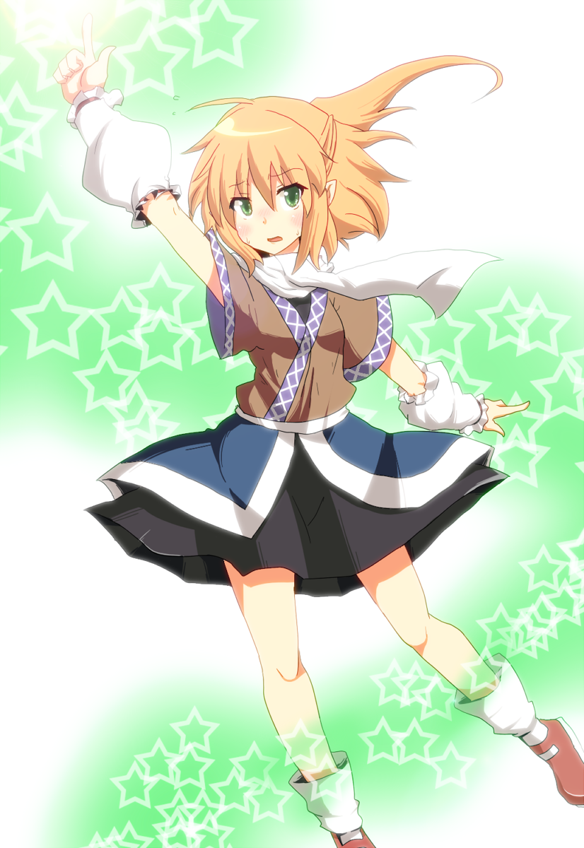 suna (sunaipu), sunaipu, mizuhashi parsee, touhou, highres, 1girl, blonde hair, female focus, green eyes, pointy ears, short hair, solo