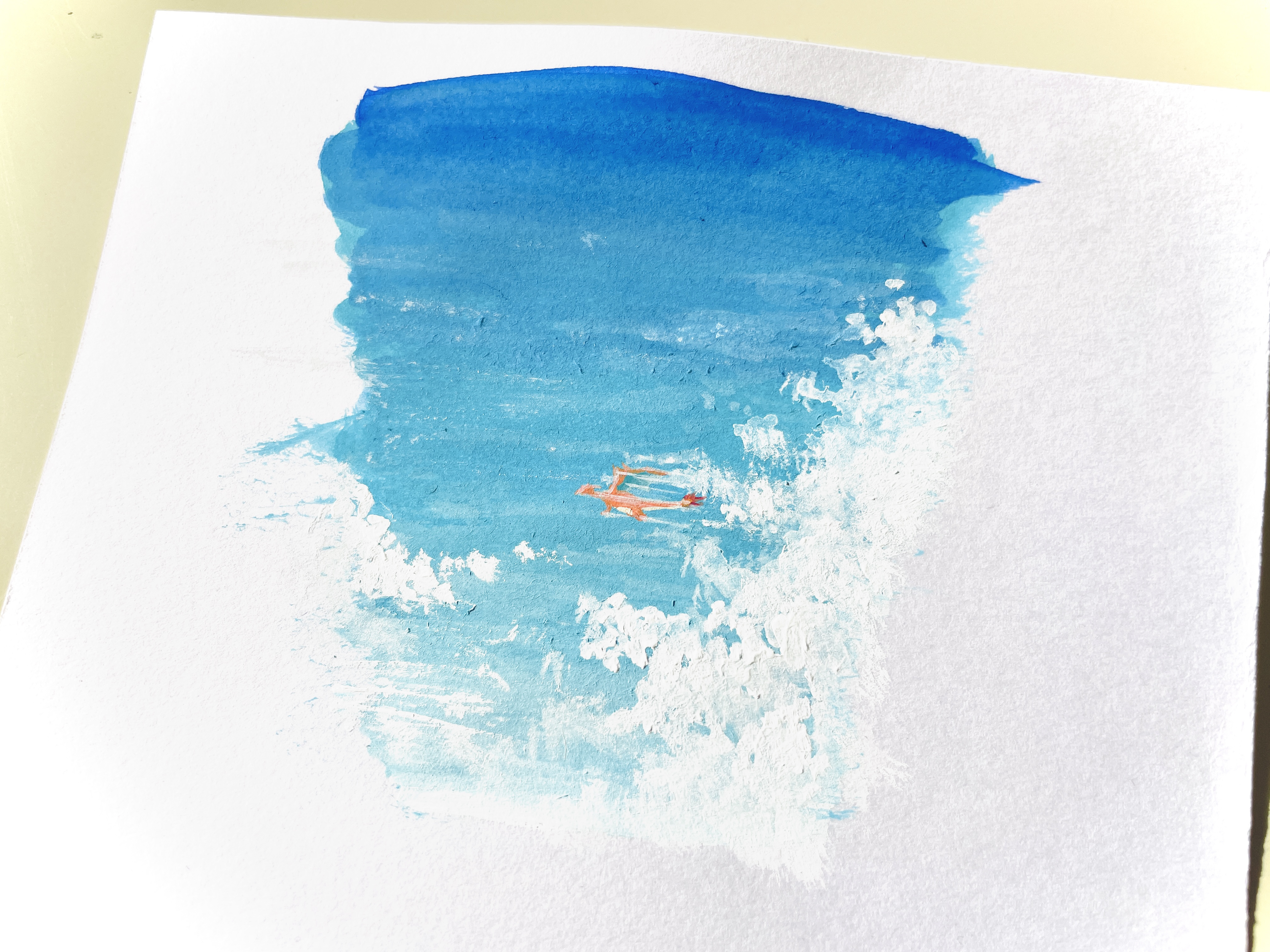 charizard, nintendo, pokemon, absurdres, acrylic paint (medium), commentary request, highres, painting (medium), photo (medium), traditional media, blue sky, cloud, fire, flame-tipped tail, gen 1 pokemon, no humans, pokemon (creature), sky, solo, tail, tsutamoto dawiki, wide shot