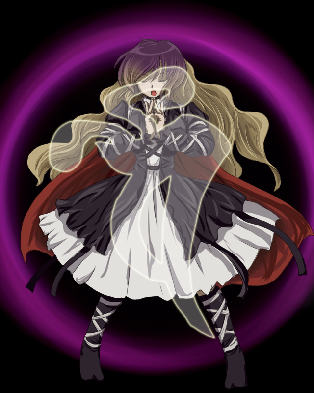 flx, hijiri byakuren, touhou, 1girl, closed eyes, female focus, full body, long hair, multicolored hair, open mouth, siddham, solo