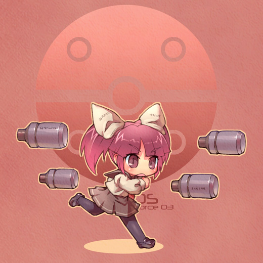 sankuma, original, 1girl, bow, chibi, female focus, full body, hair bow, pantyhose, running, school uniform, solo