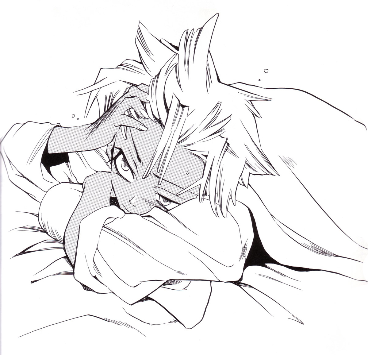 kitamura suzu, peace maker kurogane, tagme, 1boy, greyscale, male focus, monochrome, solo