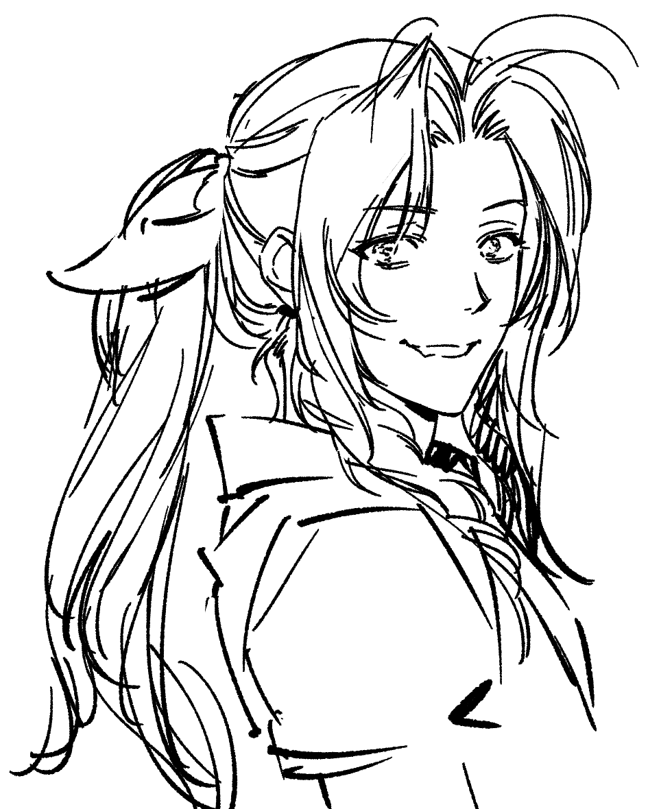 peonrin, aerith gainsborough, final fantasy, final fantasy vii, 1girl, aerial fireworks, antenna hair, fireworks, greyscale, hair ribbon, lineart, long hair, looking at viewer, monochrome, parted bangs, parted lips, ponytail, puffy short sleeves, puffy sleeves, ribbon, short sleeves, sidelocks, sketch, smile, solo, upper body, white background