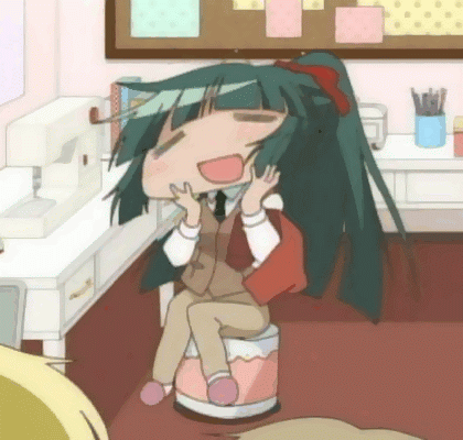 yoshinoya (hidamari sketch), hidamari sketch, animated, animated gif, lowres, 00s, = =, blush, chibi, long hair, smile, spinning