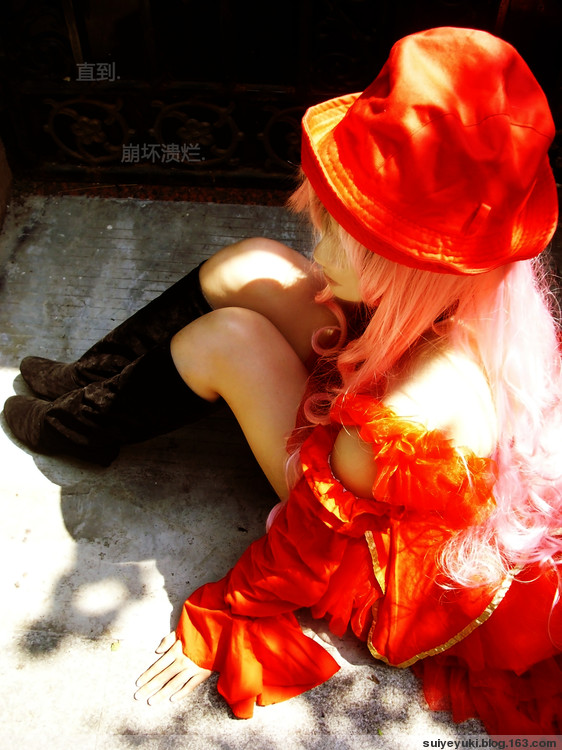 photo (medium), tagme, black eyes, chinese text, cosplay, pink hair