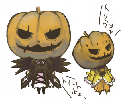 kanaria, suigintou, rozen maiden, lowres, 00s, 2girls, halloween, jack-o'-lantern, multiple girls, pumpkin