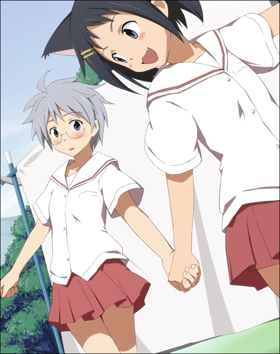 sakura (medilore), ikeda kana, yoshitome miharu, saki (manga), bad id, bad pixiv id, 00s, 2girls, animal ears, cat ears, glasses, multiple girls, school uniform