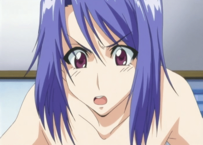 katsuragi mai, aniyome wa ijippari, animated, animated gif, blue hair, breasts, morning, ple, purple eyes, towel