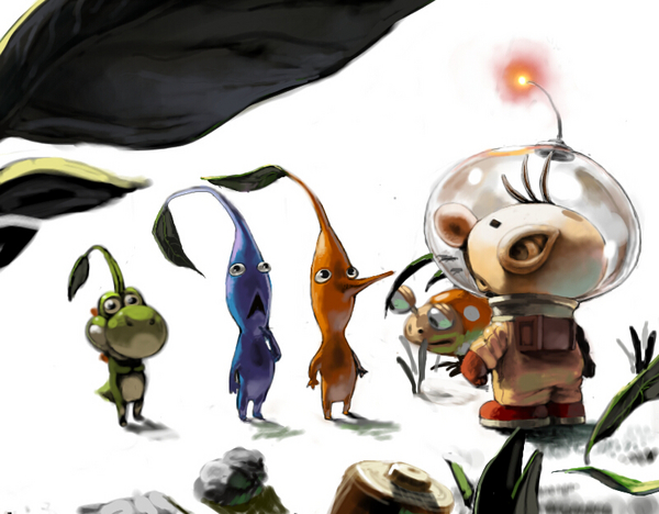 koki (ryoushikiha), olimar, yoshi, nintendo, pikmin (series), resized, leaf, pikmin (creature), pixiv thumbnail, spacesuit