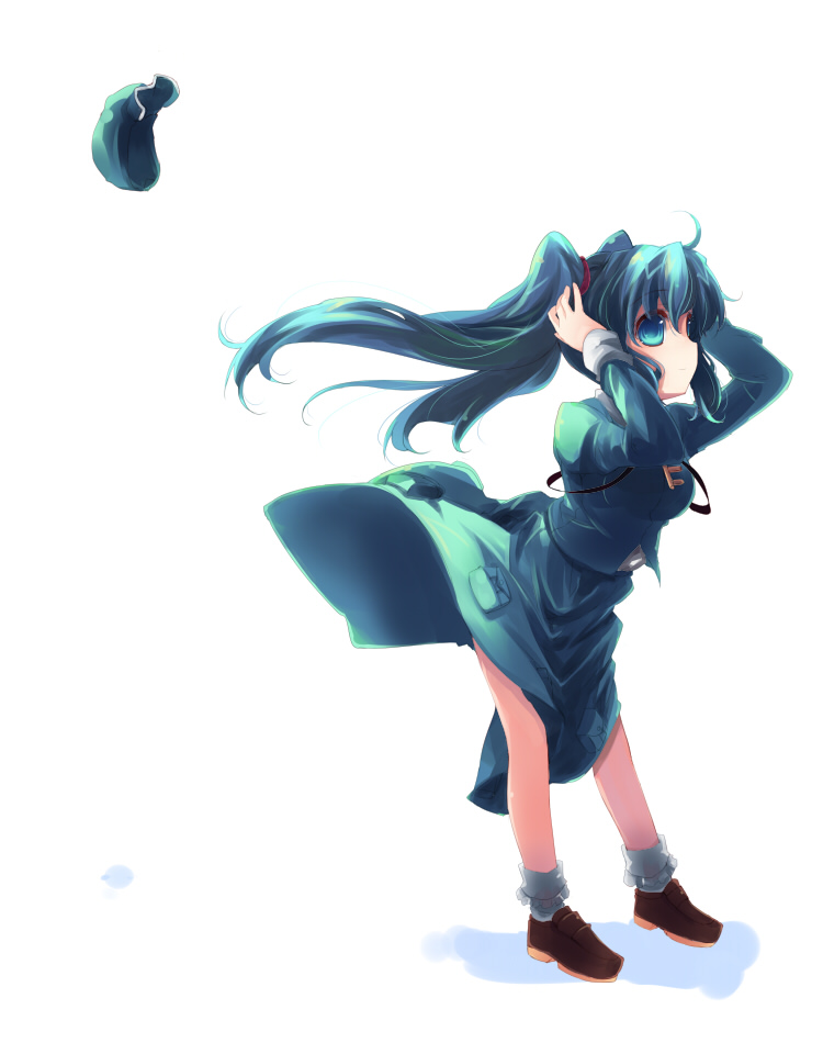 shin (new), kawashiro nitori, touhou, 1girl, aqua eyes, aqua hair, female focus, solo, two side up