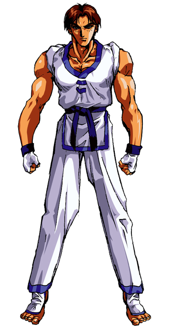 kim kaphwan, fatal fury, snk, the king of fighters, brown hair, male focus, martial arts, obari style, tae kwon do, tan