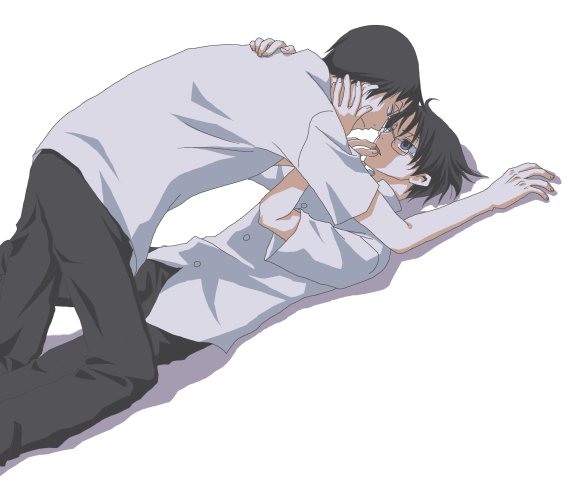 doumeki shizuka, watanuki kimihiro, xxxholic, 00s, 2boys, glasses, male focus, multiple boys, school uniform, short hair, yaoi