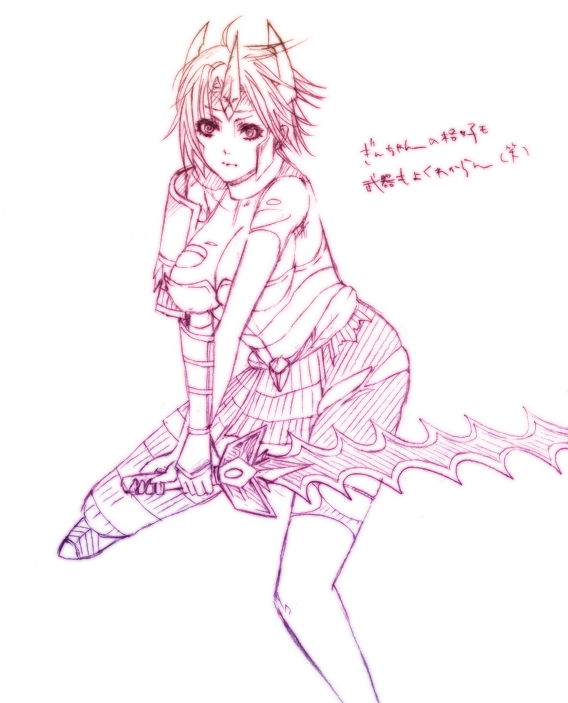 moidixmois, tachibana ginchiyo (sengoku musou), sengoku musou, sengoku musou 2, armor, crown, short hair, sketch, sword, weapon