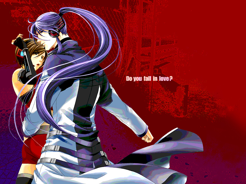 toyu, kamui gakupo, meiko (vocaloid), vocaloid, 1boy, 1girl, brown hair, couple, fingerless gloves, gloves, headphones, hetero, long hair, ponytail, purple hair, short hair, skirt