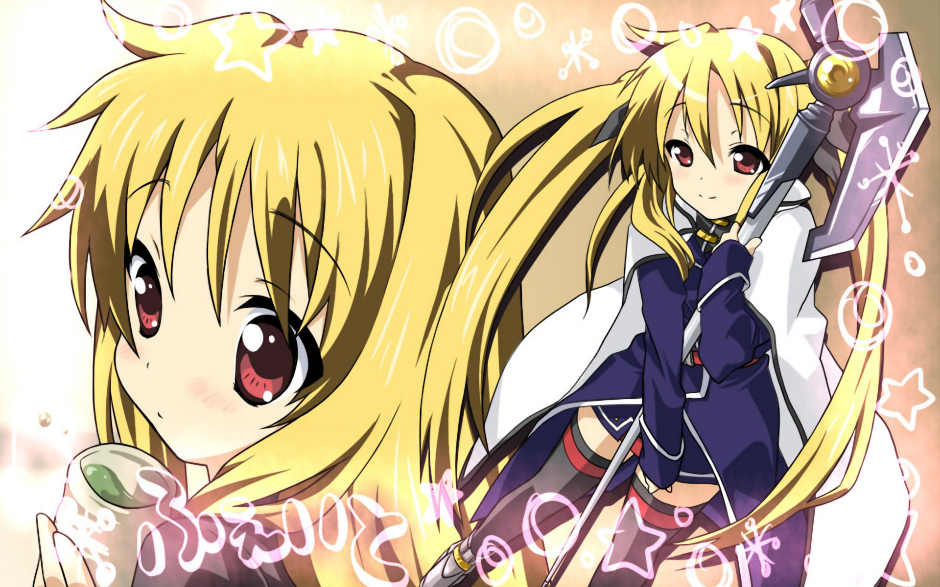467, fate testarossa, nakano azusa, k-on!, lyrical nanoha, mahou shoujo lyrical nanoha, highres, parody