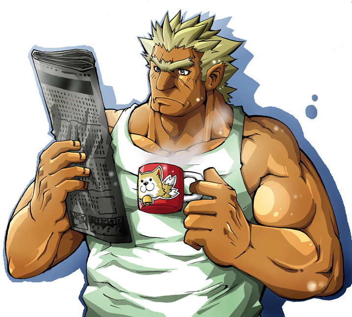 tagme, bara, male focus, muscular, newspaper