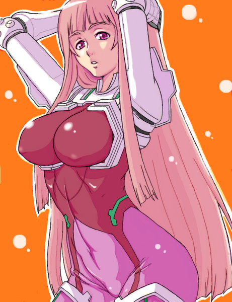 acid (acid-field), ken marinaris, zone of the enders, zone of the enders 2, image sample, pixiv sample, resized, 00s, 1girl, bodysuit, breasts, female focus, large breasts, long hair, pink hair, purple eyes, solo, very long hair