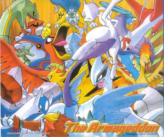 articuno, entei, groudon, ho-oh, kyogre, latias, latios, lugia, mewtwo, moltres, raikou, rayquaza, regice, regirock, registeel, suicune, zapdos, nintendo, pokemon, pokemon adventures, 00s, battle, epic, epic battle, gen 1 pokemon, gen 2 pokemon, gen 3 pokemon, legendary pokemon, no humans, pokemon (creature)