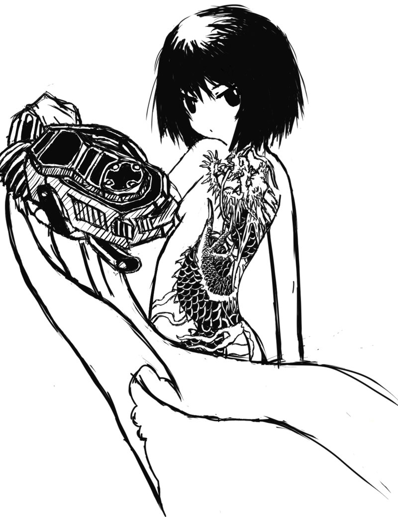 jack caymon, madworld, gender request, tagme, genderswap, loli, monochrome, tattoo