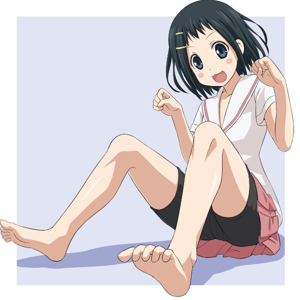 mountain pukuichi, ikeda kana, saki (manga), 00s, 1girl, barefoot, fang, feet, female focus, soles, solo, toes
