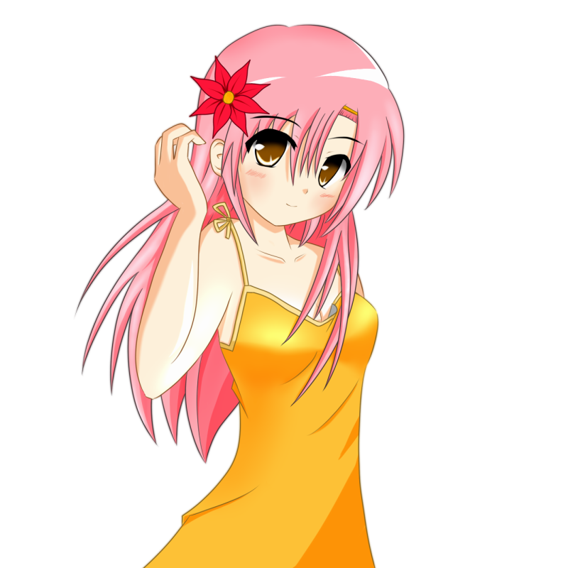 shuu (sm), katsura hinagiku, hayate no gotoku!, 00s, 1girl, dress, female focus, flower, long hair, pink hair, school uniform, simple background, solo, white background, yellow eyes