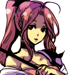 9wa, porom, final fantasy, final fantasy iv, final fantasy iv: the after years, lowres, 1990s (style), long hair, pink hair, ponytail, staff