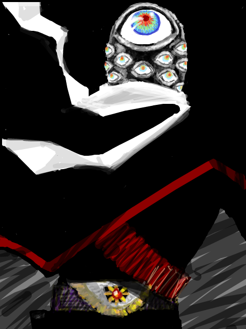 leonosho, lnsh, titan (kamen rider stronger), kamen rider, kamen rider stronger (series), 1boy, belt, eye focus, male focus, monster, scarf, solo