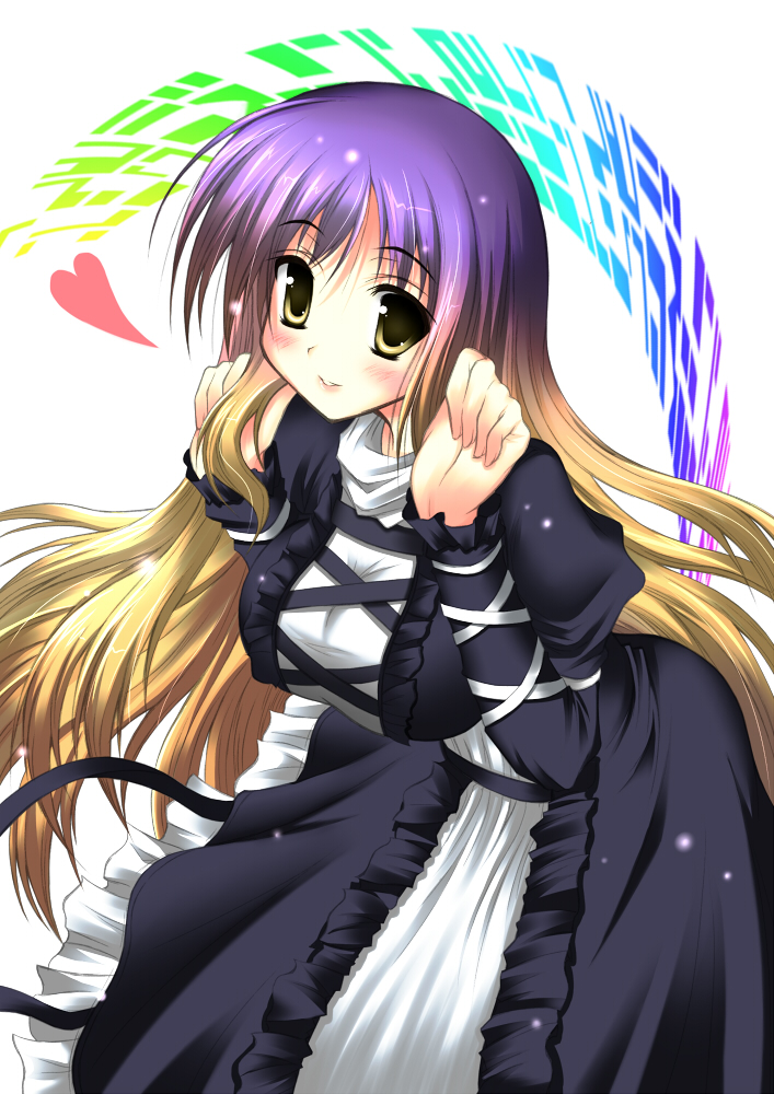 nozomi tsubame, hijiri byakuren, touhou, 1girl, breasts, female focus, heart, long hair, solo, sorcerer's sutra scroll