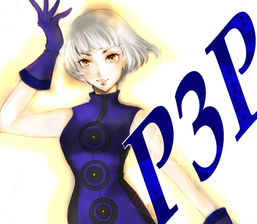 aiki, elizabeth (persona), atlus, persona, persona 3, 1girl, bare shoulders, dress, female focus, gloves, short hair, sleeveless, solo, white background, white hair, yellow eyes