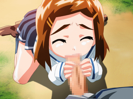 chisato (mahotama), erogos, mahotama, animated, animated gif, lowres, 1boy, 1girl, brown hair, censored, closed eyes, fellatio, hair held back, handjob, hetero, kneeling, loli, miniskirt, mosaic censoring, oral, outdoors, penis, pov, school, school uniform, shoes, short hair, skirt, socks, two-handed handjob