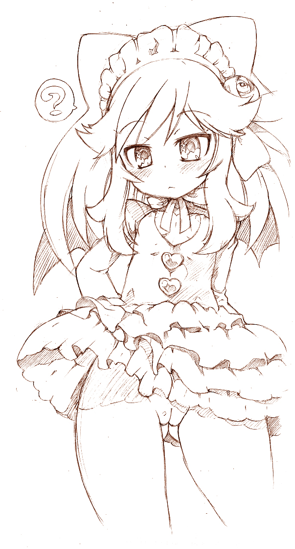 sooma (ouka zero shiki), hatori kanon, anyamal tantei kirumin zoo, 1girl, areola slip, cleavage cutout, clothing cutout, female focus, monochrome, no panties, pussy, skirt, solo, uncensored, white background