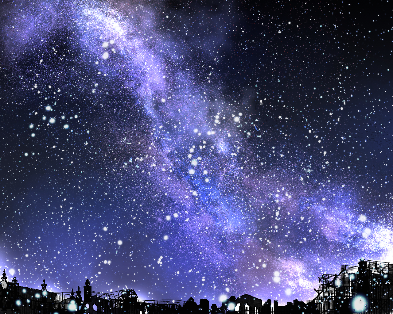 saya (pixiv6311273), original, commentary request, black sky, milky way, night, no humans, outdoors, scenery, sky, sky focus, star (sky), starry sky