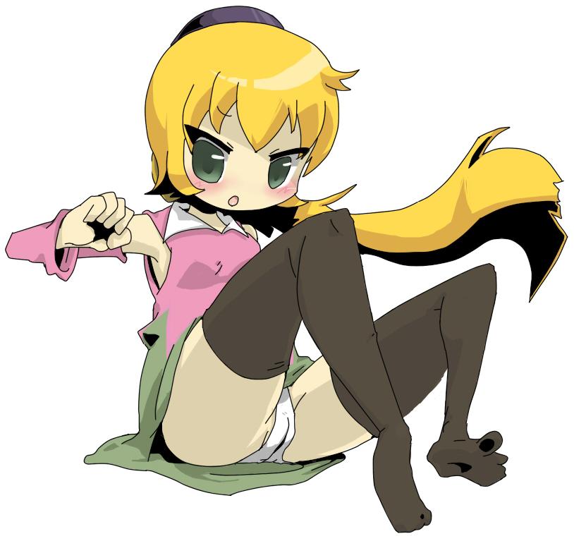 fumu, kirby (series), nintendo, blonde hair, green eyes, panties, personification, thighhighs, underwear