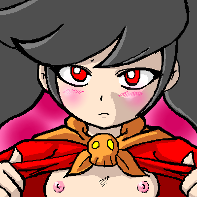 ashley (warioware), nintendo, warioware, artist request, lowres, blush, breasts, cleavage, loli, nipples, solo, twintails