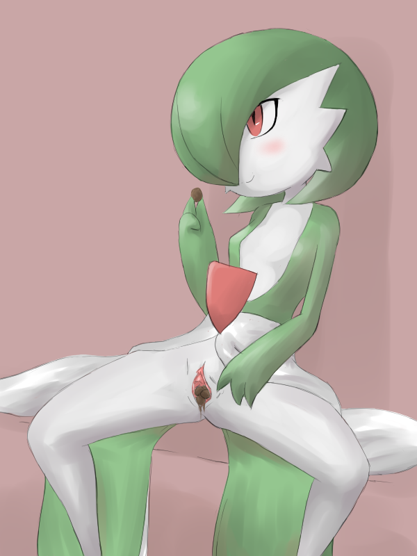 gomapurin, gardevoir, nintendo, pokemon, 1girl, blush, female focus, food, gen 3 pokemon, pokemon (creature), pussy, solo, spread legs, spread pussy
