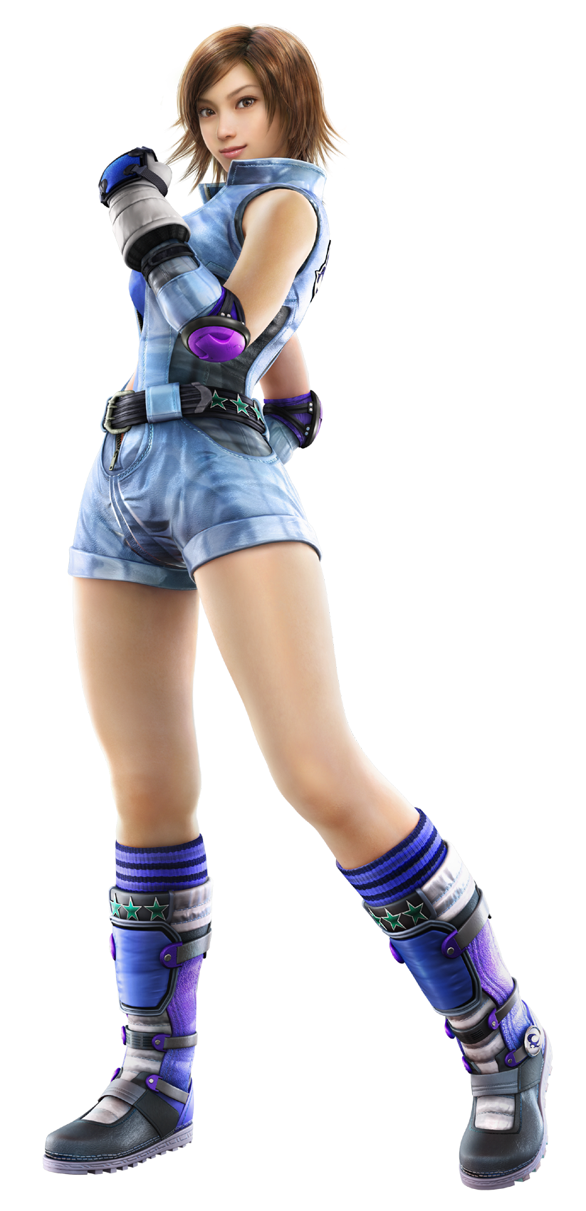 kazama asuka, namco, tekken, tekken 6, multicolored footwear, highres, official art, 1girl, female focus, full body, solo, transparent background