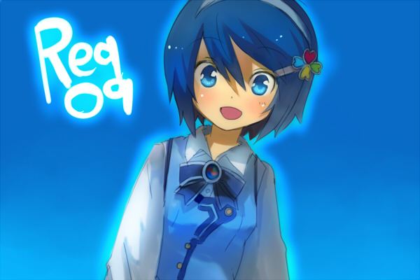 tsuchiya akira, 7-tan, madobe nanami, microsoft windows, os-tan, windows 7, bad id, bad pixiv id, blue eyes, blue hair, blush, solo