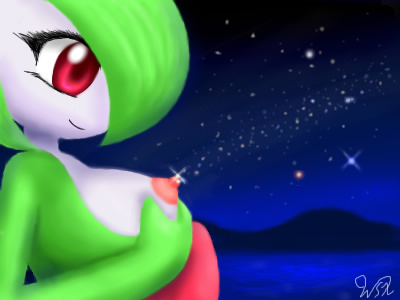 gardevoir, nintendo, pokemon, lowres, breasts, covered erect nipples, gen 3 pokemon, grabbing another's breast, groping, nipples, pokemon (creature), smile