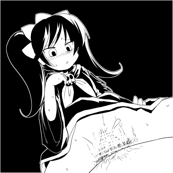 ashley (warioware), nintendo, warioware, artist request, blush, censored, flat chest, girl on top, loli, monochrome, sex, tears, twintails, vaginal