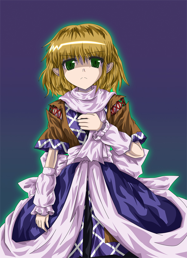 jouban minato, mizuhashi parsee, touhou, bad id, bad pixiv id, 1girl, blonde hair, female focus, green eyes, solo, standing