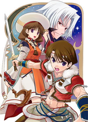 shirotsumekusa, arawn, arthur (tears to tiara), riannon, tears to tiara, lowres, 00s, 1girl, 2boys, cover image, multiple boys