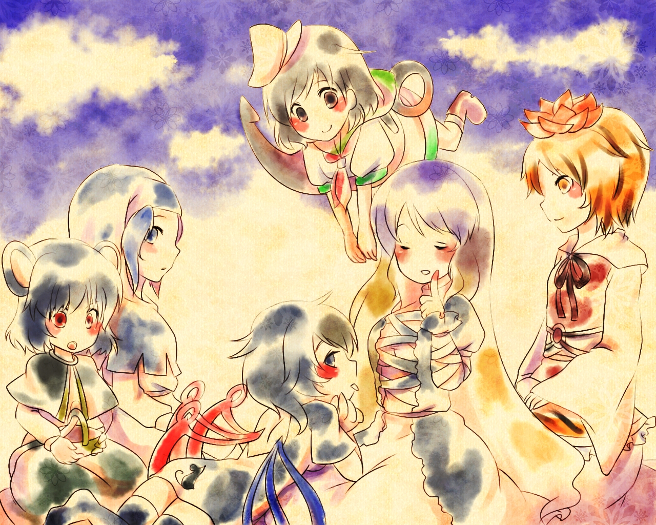 sen1986, hijiri byakuren, houjuu nue, kumoi ichirin, murasa minamitsu, nazrin, tatara kogasa, toramaru shou, touhou, 6+girls, everyone, female focus, multiple girls