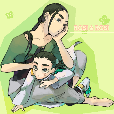 rossiu adai, tengen toppa gurren lagann, lowres, 00s, 2boys, aged down, aged up, brown hair, dual persona, male focus, multiple boys, multiple persona, ponytail, time paradox