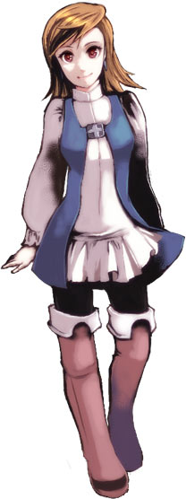 miso katsu, refia, final fantasy, final fantasy iii, 1990s (style), 1girl, boots, dress, female focus, long hair, matching hair/eyes, miniskirt, orange eyes, orange hair, retro artstyle, skirt, solo