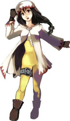 miso katsu, garnet til alexandros xvii, final fantasy, final fantasy ix, lowres, 00s, belt, black hair, boots, brown eyes, catsuit, gloves, hood, long hair, ponytail, robe