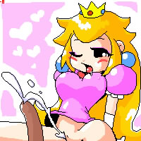 minuspal, princess peach, nintendo, super mario bros. 1, lowres, blonde hair, blush, cum, dark penis, interracial, penis, pussy, sex, spread legs, uncensored