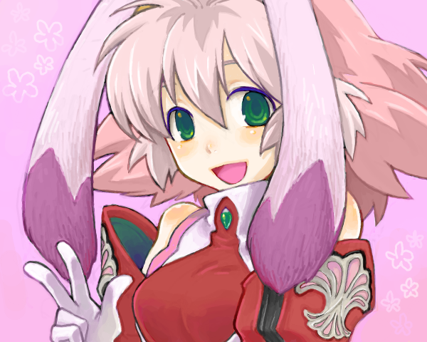 saikachi, saikachi (ogre tree), seraphita, seraphita (xenogears), xenogears, bad drawr id, bad id, 1girl, animal ears, colored bangs, drawr, female focus, multicolored hair, pink hair, rabbit ears, solo, v