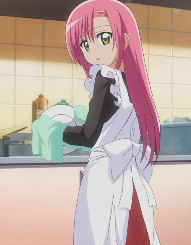 katsura hinagiku, hayate no gotoku!, screencap, 00s, apron, long hair, pink hair, yellow eyes