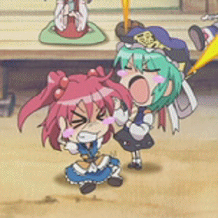 onozuka komachi, shiki eiki, touhou, animated, animated gif, lowres, female focus, touhou anime project