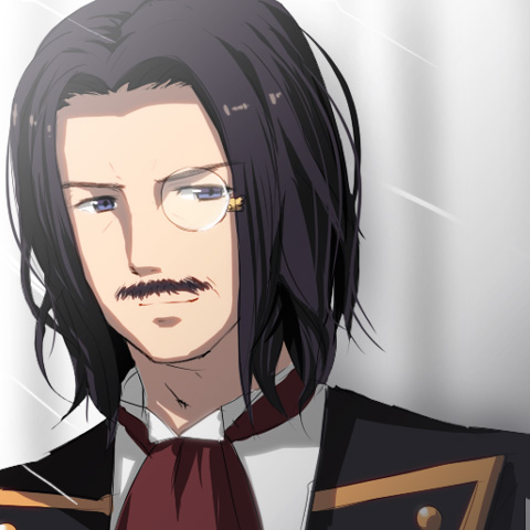 h@ll, ronove (umineko), umineko no naku koro ni, bad id, bad pixiv id, lowres, 00s, 1boy, black hair, male focus, monocle, solo